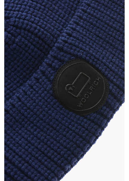 Caciuli Woolrich Virgin Wool Beanie With Front Logo Patch Blue Barbati (BM 19370747) 2