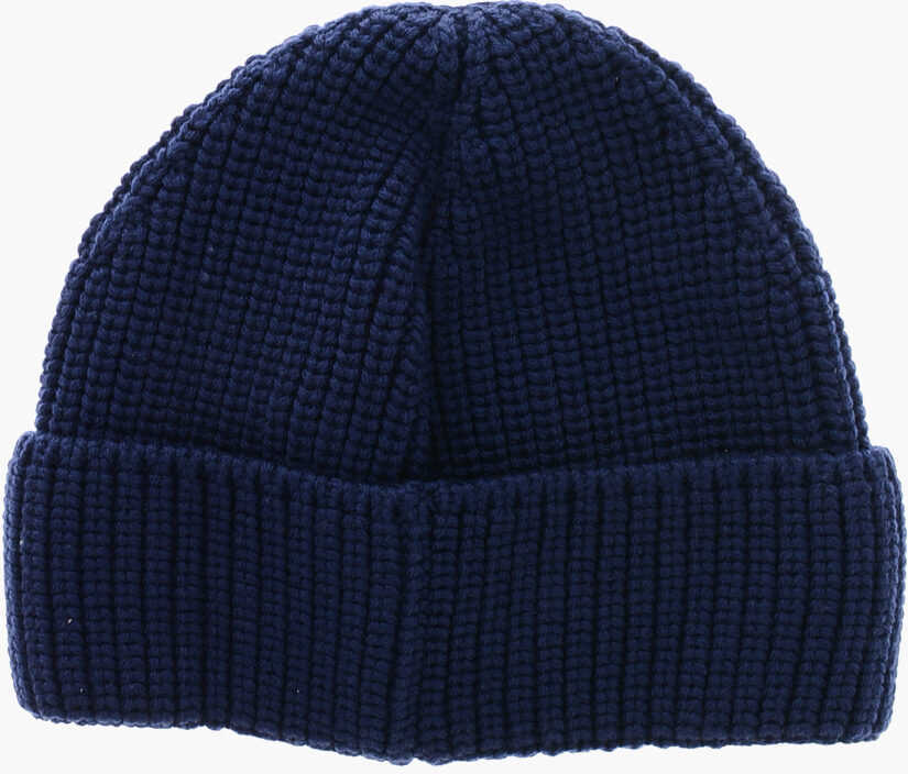 Caciuli Woolrich Virgin Wool Beanie With Front Logo Patch Blue Barbati (BM 19370747) 3