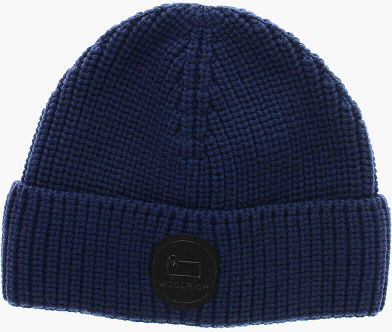 Caciuli Woolrich Virgin Wool Beanie With Front Logo Patch Blue Barbati (BM 19370747) 1