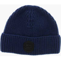 Caciuli Virgin Wool Beanie With Front Logo Patch Barbati