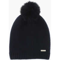 Caciuli Cashmere Beanie With Fur Pompom Femei