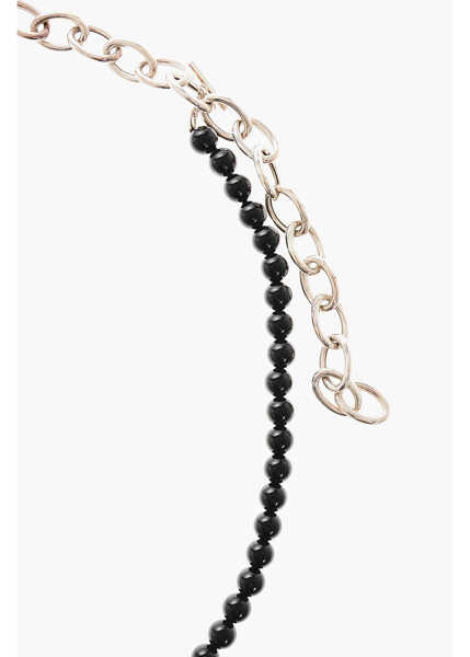 Coliere Jil Sander Silver Solidity Chain Necklace With Beads Black Barbati (BM 19370879) 2