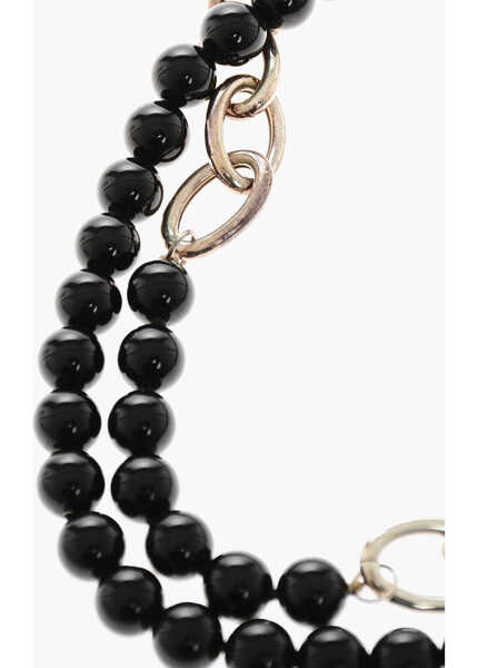 Coliere Jil Sander Silver Solidity Chain Necklace With Beads Black Barbati (BM 19370879) 3