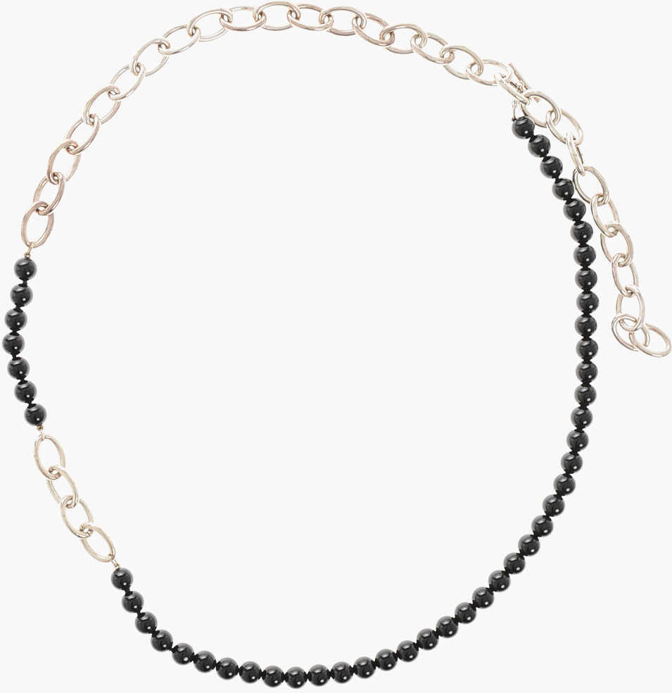 Coliere Jil Sander Silver Solidity Chain Necklace With Beads Black Barbati (BM 19370879) 1