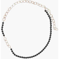 Coliere Silver Solidity Chain Necklace With Beads Barbati