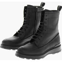 Botine Textured Leather City Combat Booties With Inner Zip Femei