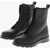 Woolrich Textured Leather City Combat Booties With Inner Zip Black