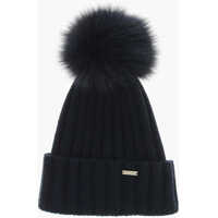Caciuli Cashmere Blend Beanie With Fur Pompom Femei