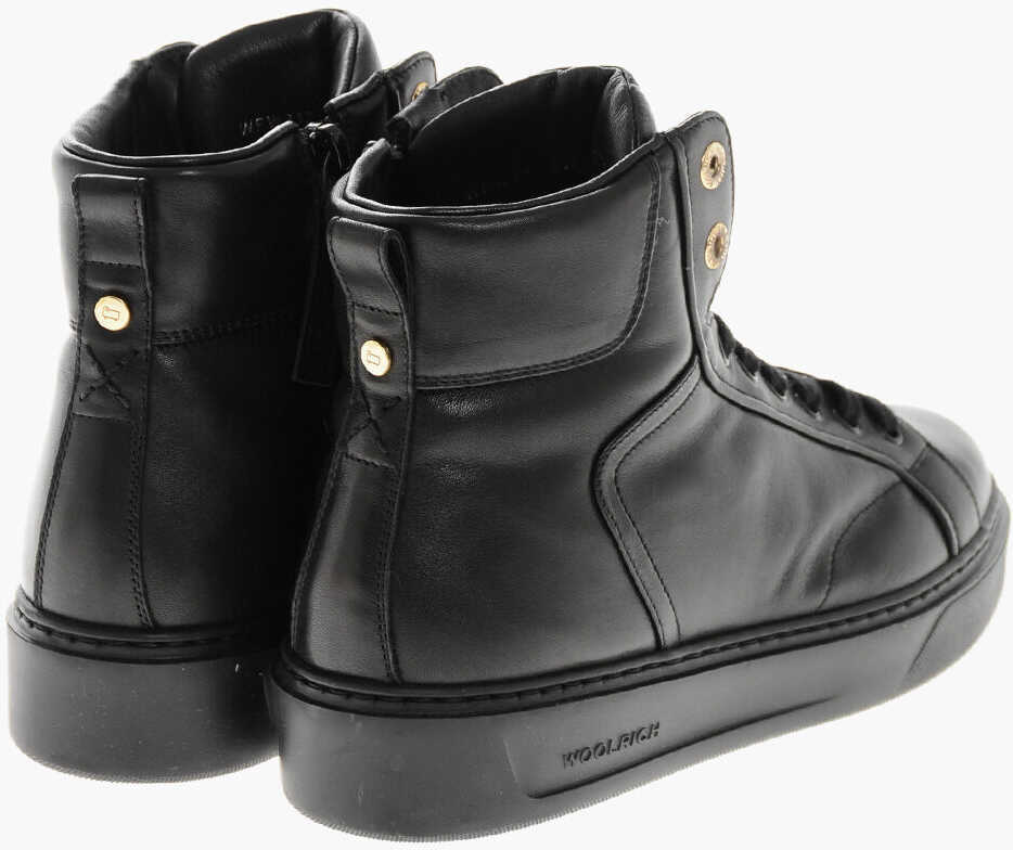 Sneakers Woolrich Leather Classic Court Lace-Up Sneakers With Zip Black Femei (BM 19370921) 2