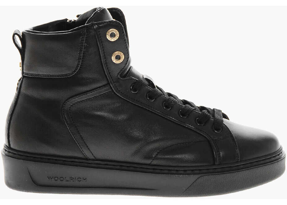 Sneakers Woolrich Leather Classic Court Lace-Up Sneakers With Zip Black Femei (BM 19370921) 3