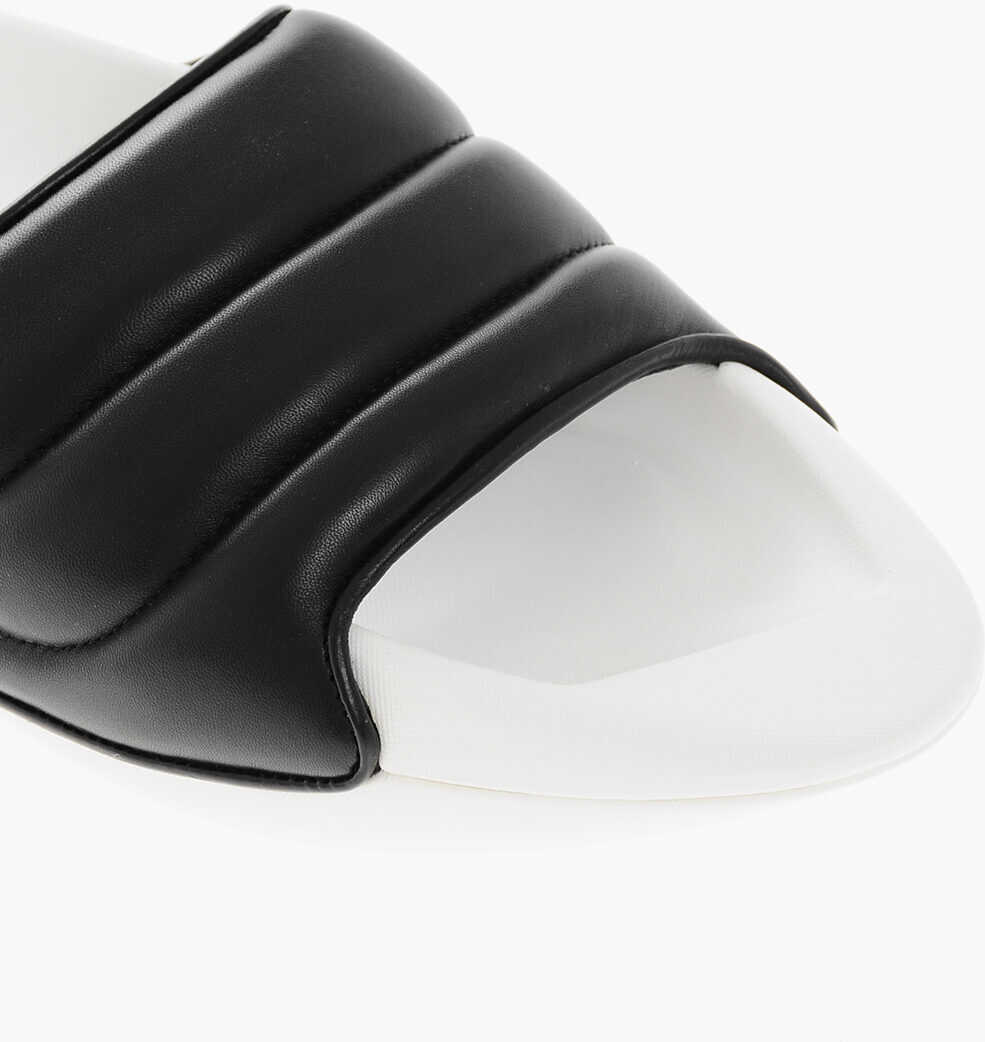 Sandale Balmain Quilted Leather B-It-Puffy Sandals With Sole 5Cm Black & White Barbati (BM 19370927) 4