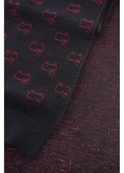 Esarfe Woolrich Jacquard Alpaca Blend Scarf With Sheep Motif Blue Barbati (BM 19370936) 2