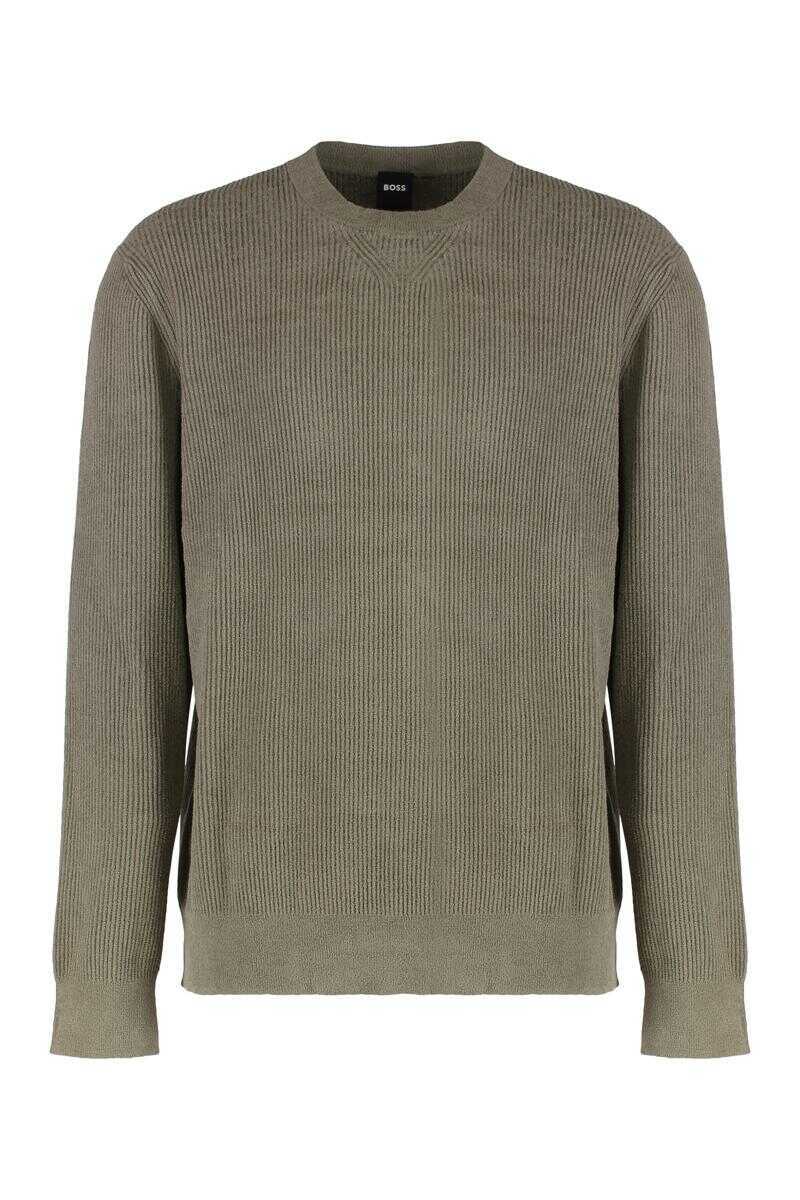 Pulovere Hugo Boss Boss Sweater With Velvet Ribbed Effect BROWN Barbati (BM 19371084) 1
