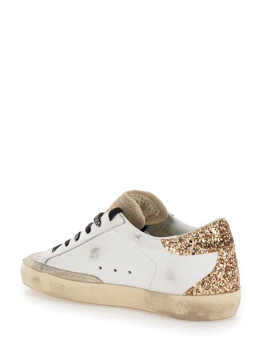 Sneakers Golden Goose Superstar White Low Top Sneakers With Glitters In Used Effect Leather Woman WHITE Femei (BM 19371411) 3