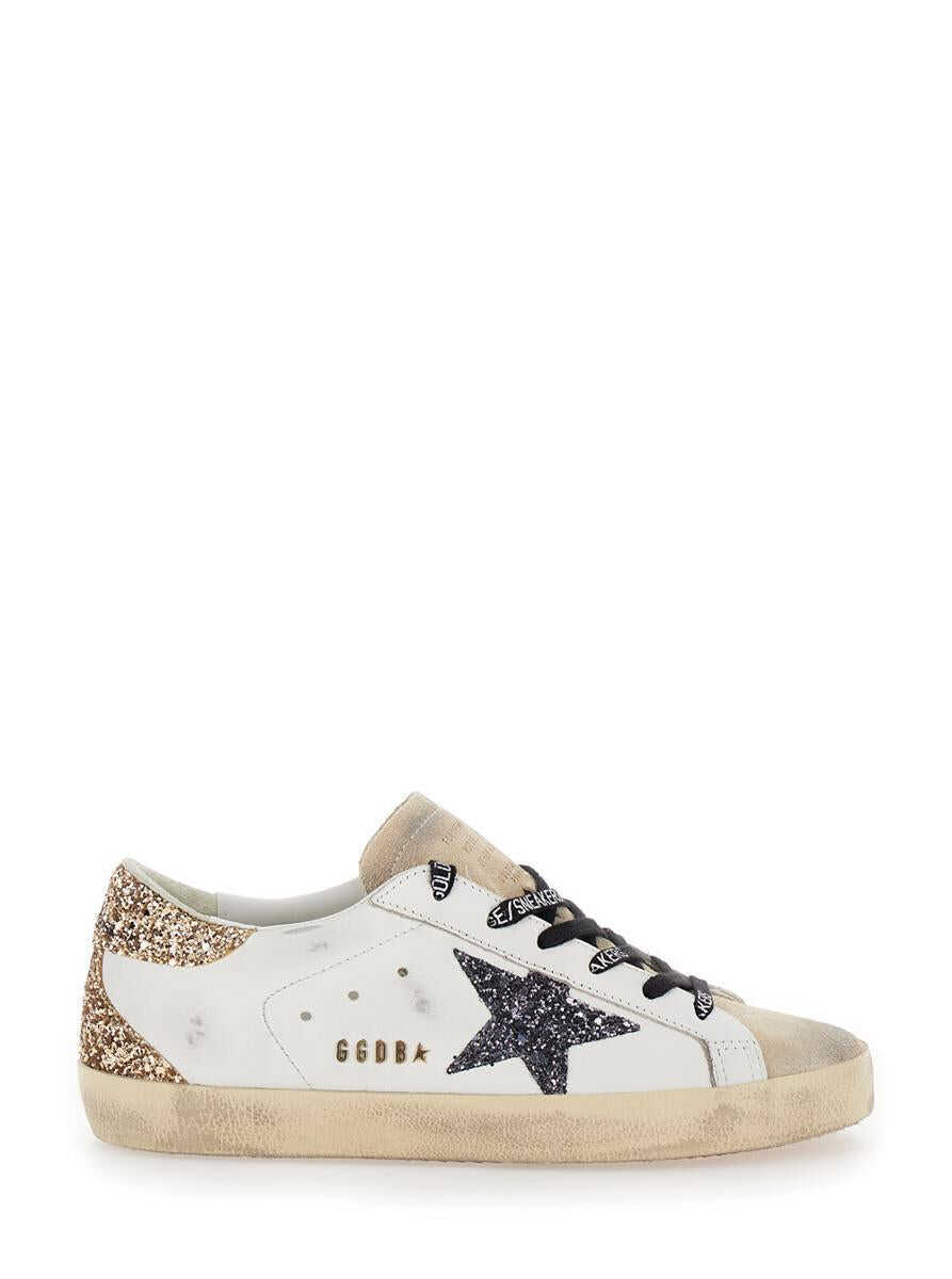 Sneakers Golden Goose Superstar White Low Top Sneakers With Glitters In Used Effect Leather Woman WHITE Femei (BM 19371411) 1