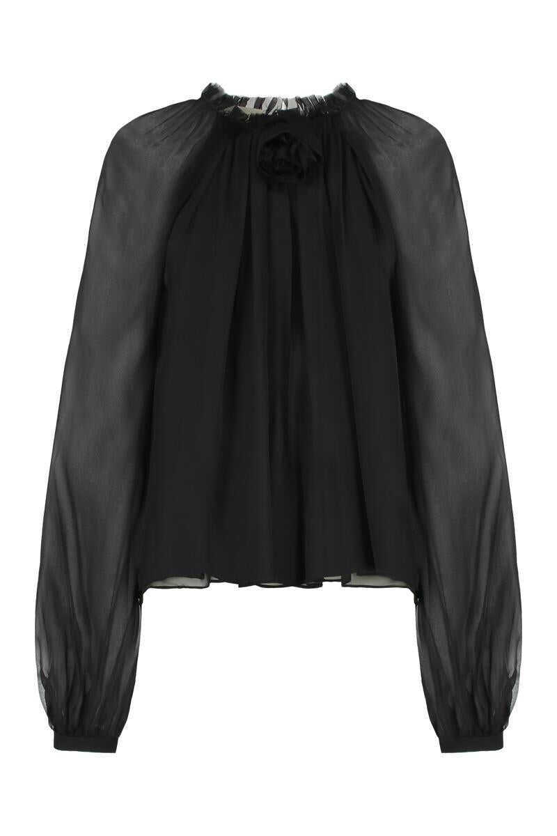 Bluze Alberta Ferretti Alberta Ferretti Silk Chiffon Blouse Black Femei (BM 19371663) 1