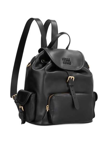 Rucsacuri Miu Miu Miu Miu Leather Backpack Black Femei (BM 19371759) 3