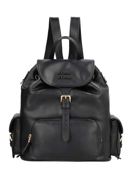 Rucsacuri Miu Miu Miu Miu Leather Backpack Black Femei (BM 19371759) 1