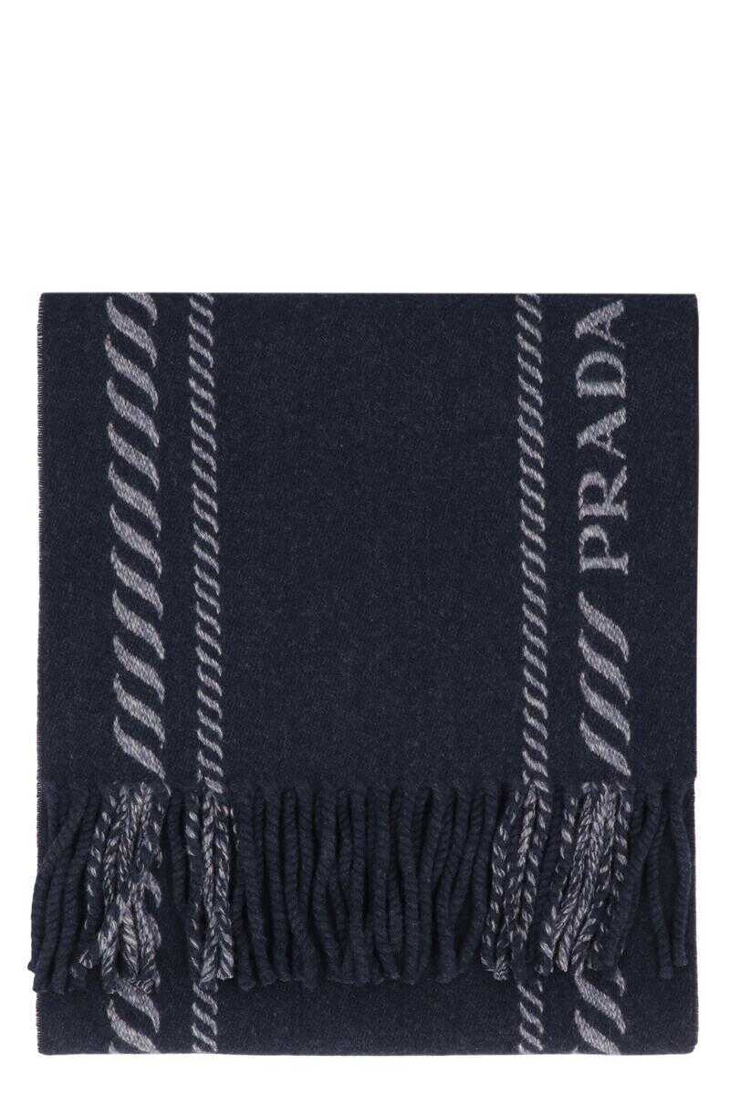 Esarfe Prada Prada Cashmere Scarf BLUE Barbati (BM 19372149) 2