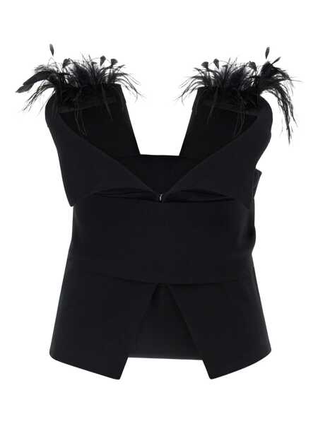 Topuri Alberta Ferretti Alberta Ferretti Elegant Top With Feathers Black Femei (BM 19372635) 2