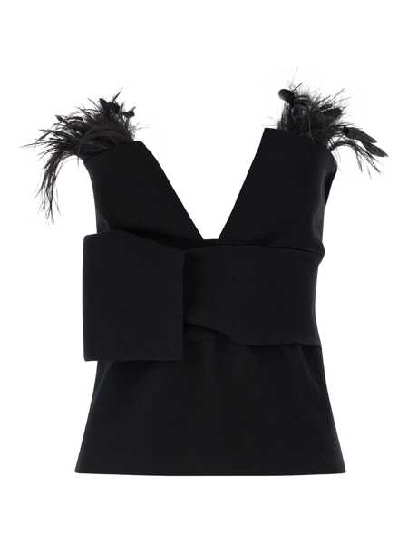 Topuri Alberta Ferretti Alberta Ferretti Elegant Top With Feathers Black Femei (BM 19372635) 1
