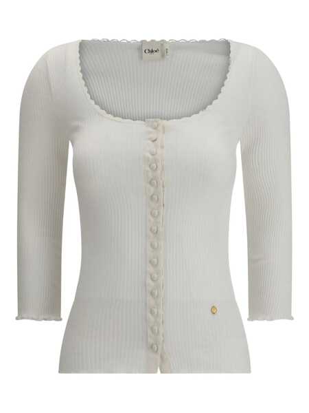 Cardigane Chloe Chlo Cardigan In Cotton WHITE Femei (BM 19372662) 2