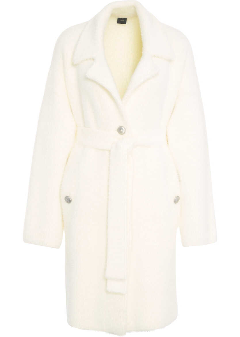 Paltoane Pinko Coat with waist-belt White Femei (BM 19375802) 1