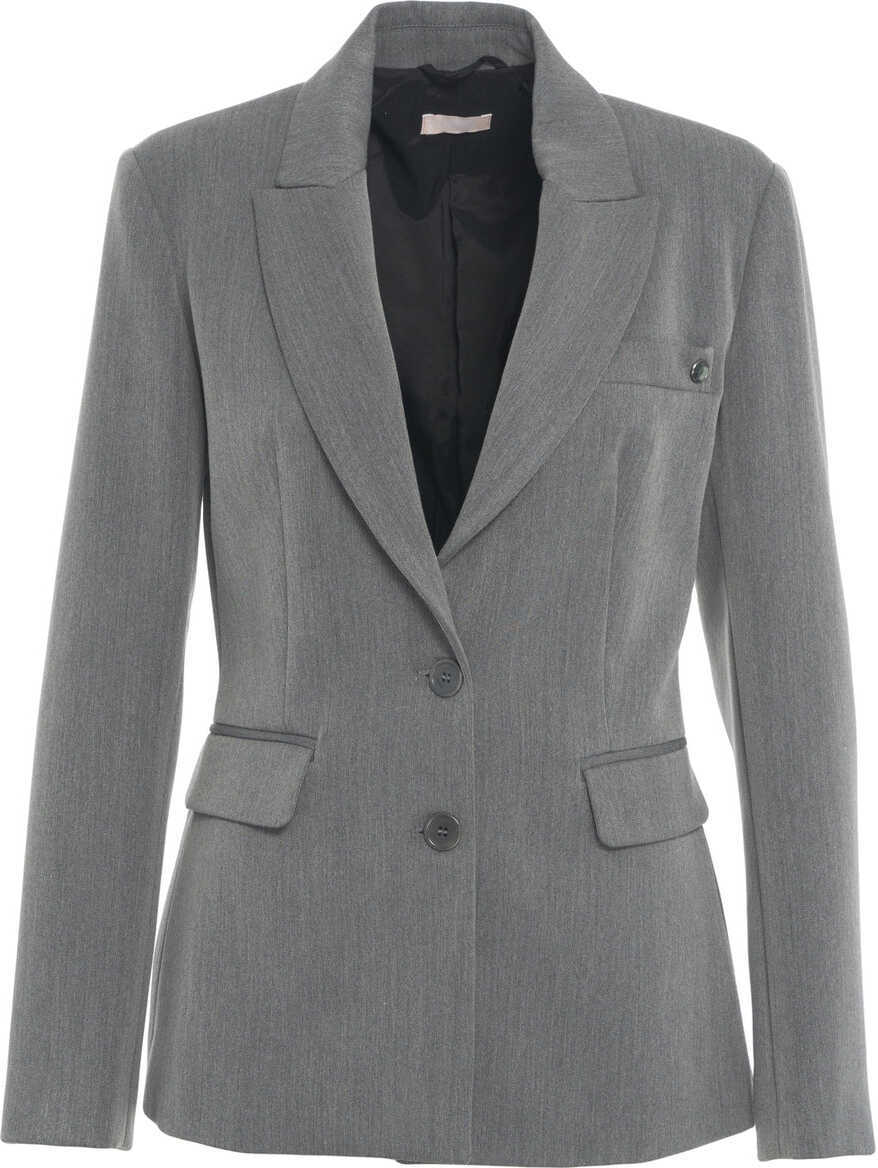 Sacouri Liu Jo White Single-breasted blazer Grey Femei (BM 19375838) 1