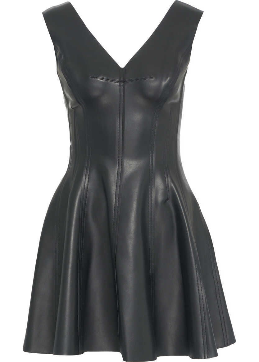 Rochii scurte NORMA KAMALI Mini dress in faux leather Black Femei (BM 19375841) 2