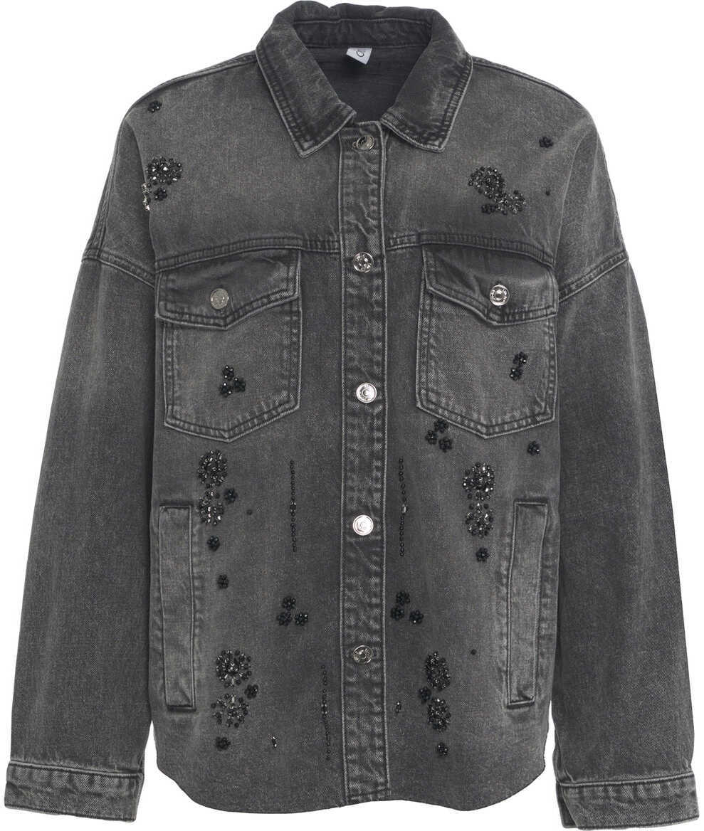 Jachete Liu Jo Denim jacket with rhinestones Black Femei (BM 19375874) 2