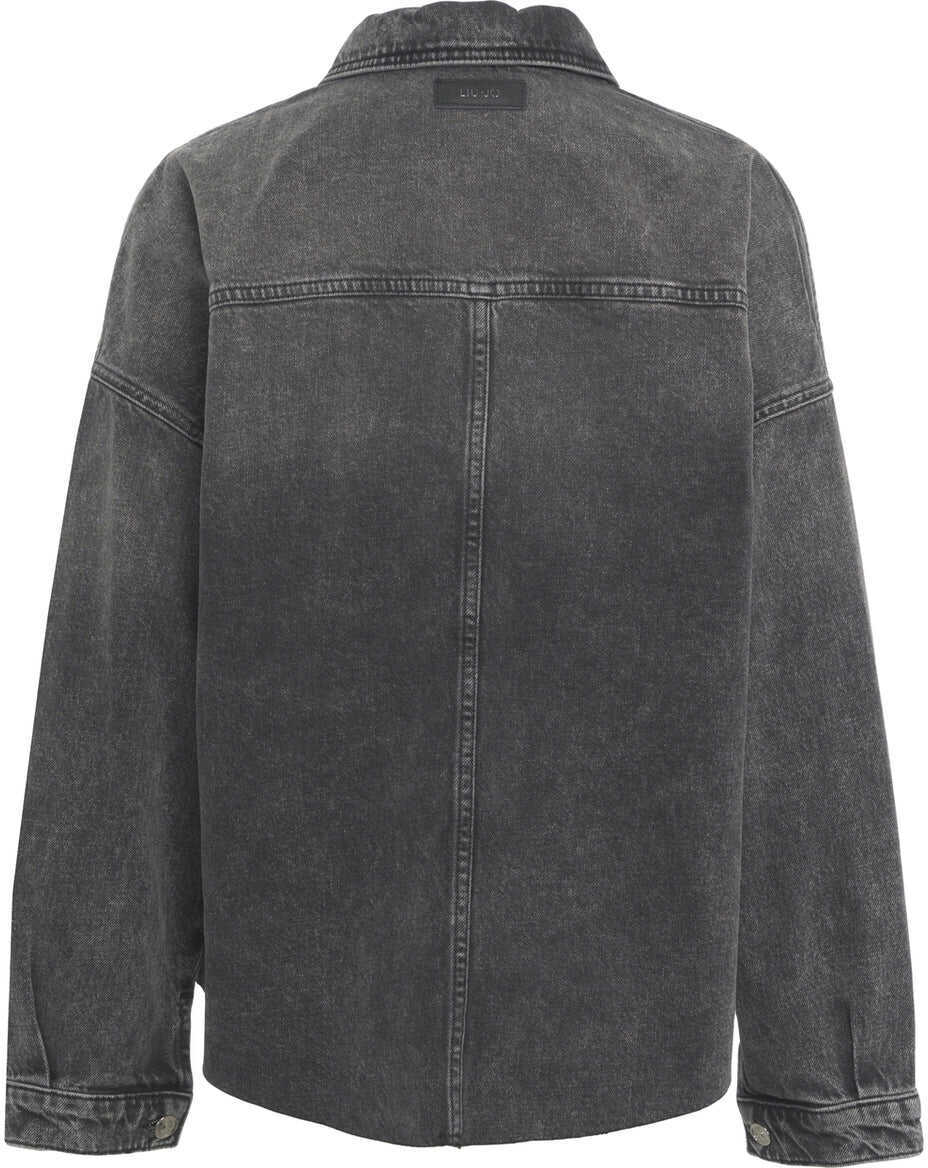 Jachete Liu Jo Denim jacket with rhinestones Black Femei (BM 19375874) 3