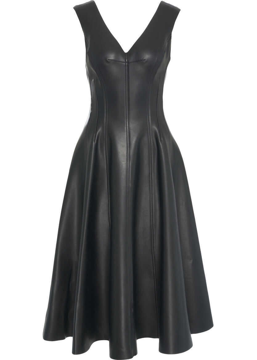 Rochii lungi NORMA KAMALI Faux leather midi dress Black Femei (BM 19375898) 2