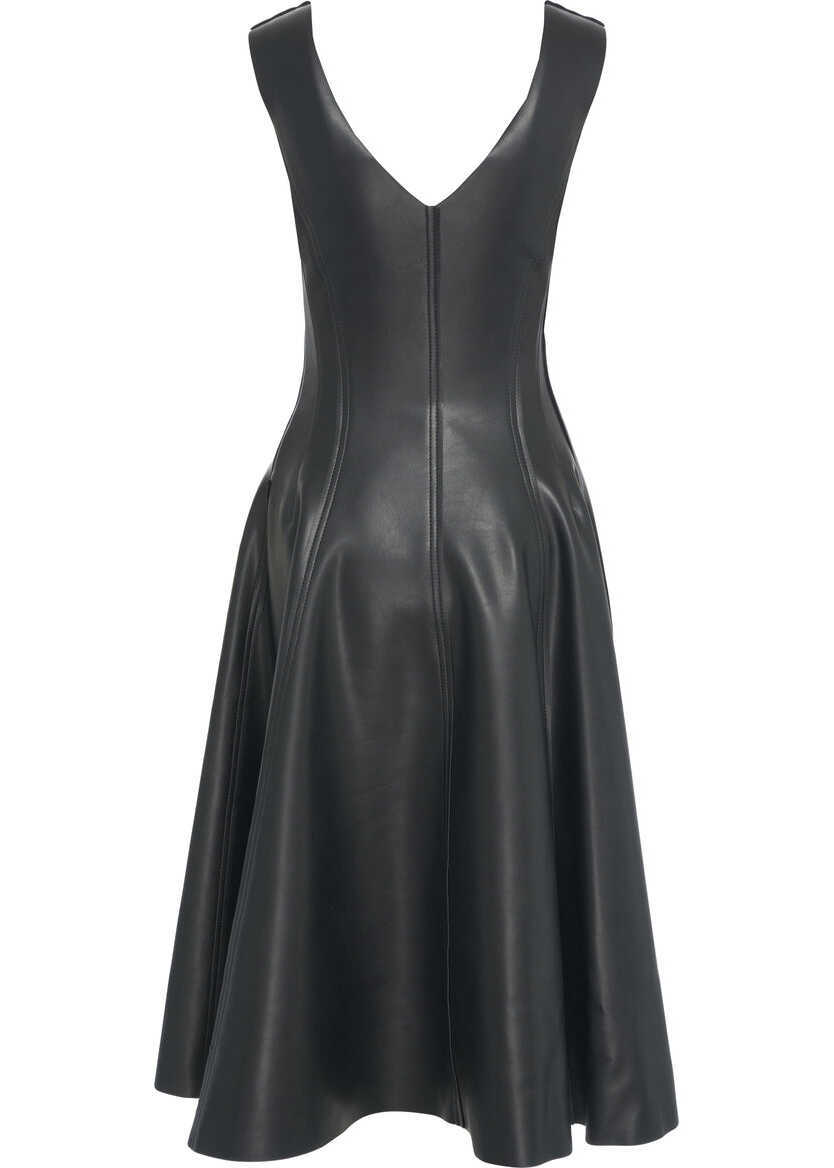 Rochii lungi NORMA KAMALI Faux leather midi dress Black Femei (BM 19375898) 3