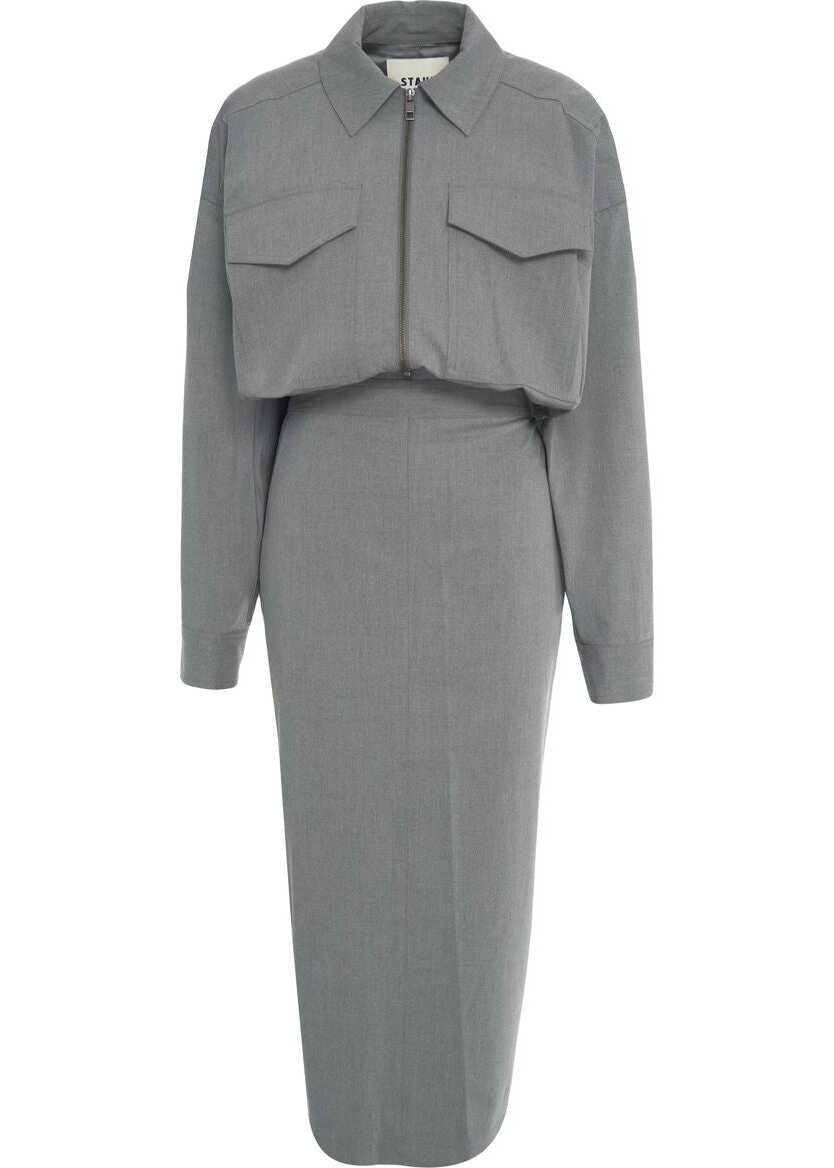 Rochii lungi STAUD Maxi dress Scout Grey Femei (BM 19375928) 1