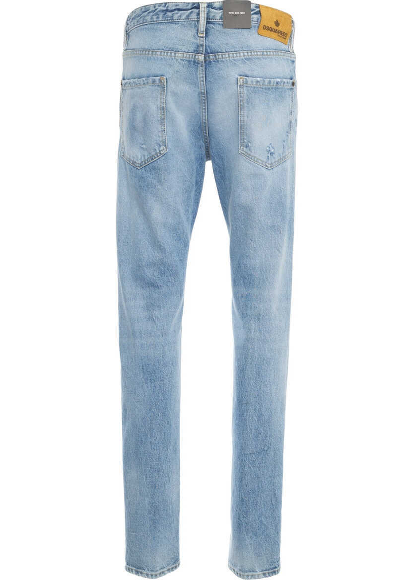 Blugi slim fit DSQUARED2 Slim fit jeans Cool Guy Blue Barbati (BM 19375970) 4