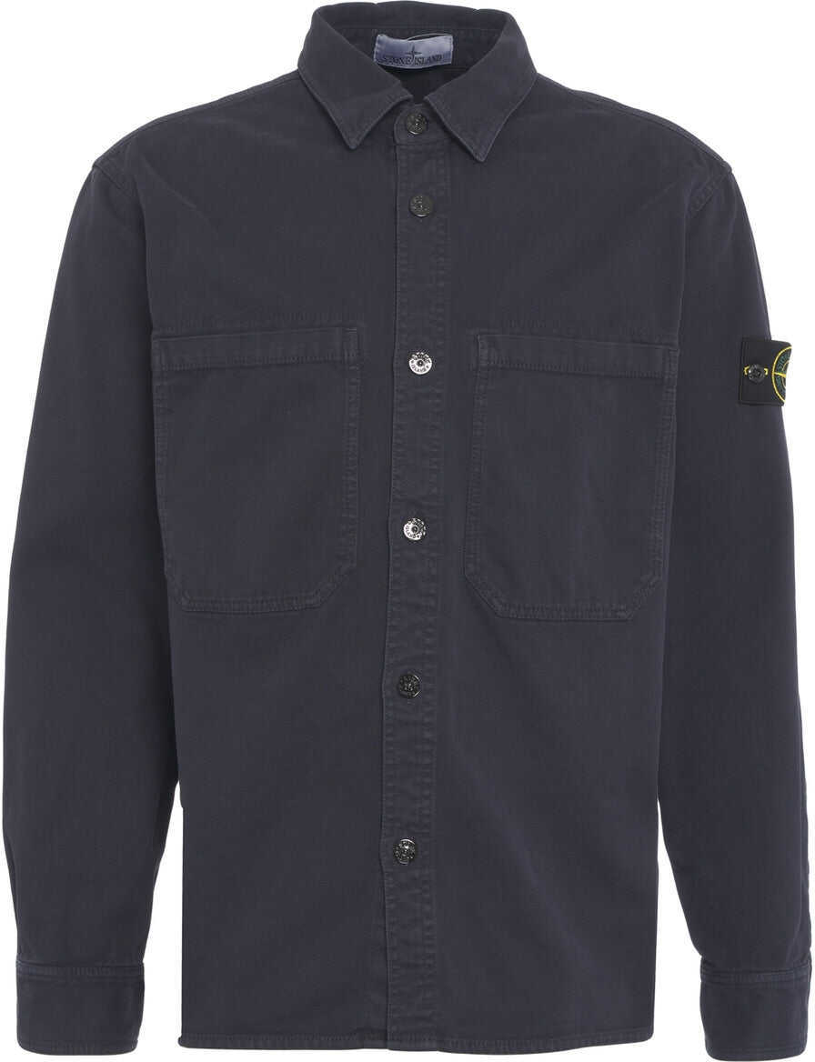 Jachete Stone Island Overshirt with logo details Blue Barbati (BM 19376153) 1