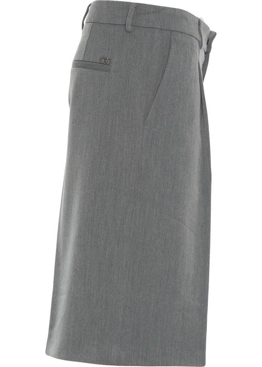 Pantaloni casual Liu Jo White Bermuda shorts with pleats Grey Femei (BM 19376174) 3