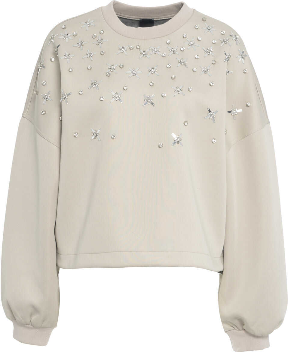 Cardigane Pinko Sweatshirt with rhinestones Grey Femei (BM 19376219) 2