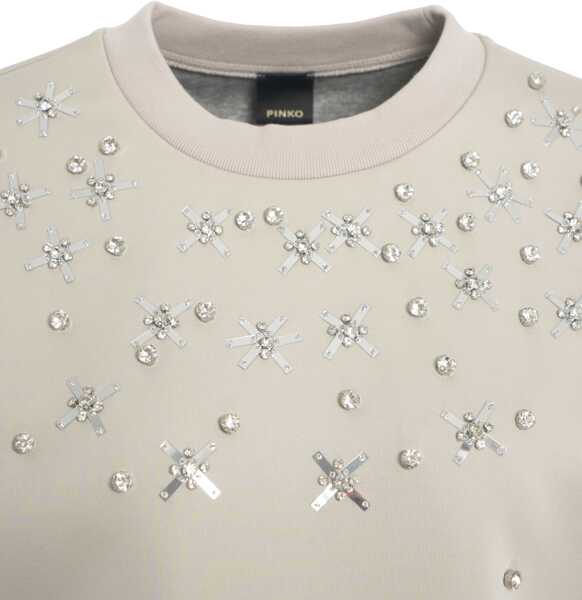 Cardigane Pinko Sweatshirt with rhinestones Grey Femei (BM 19376219) 4