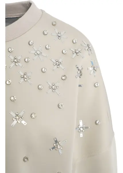 Cardigane Pinko Sweatshirt with rhinestones Grey Femei (BM 19376219) 5