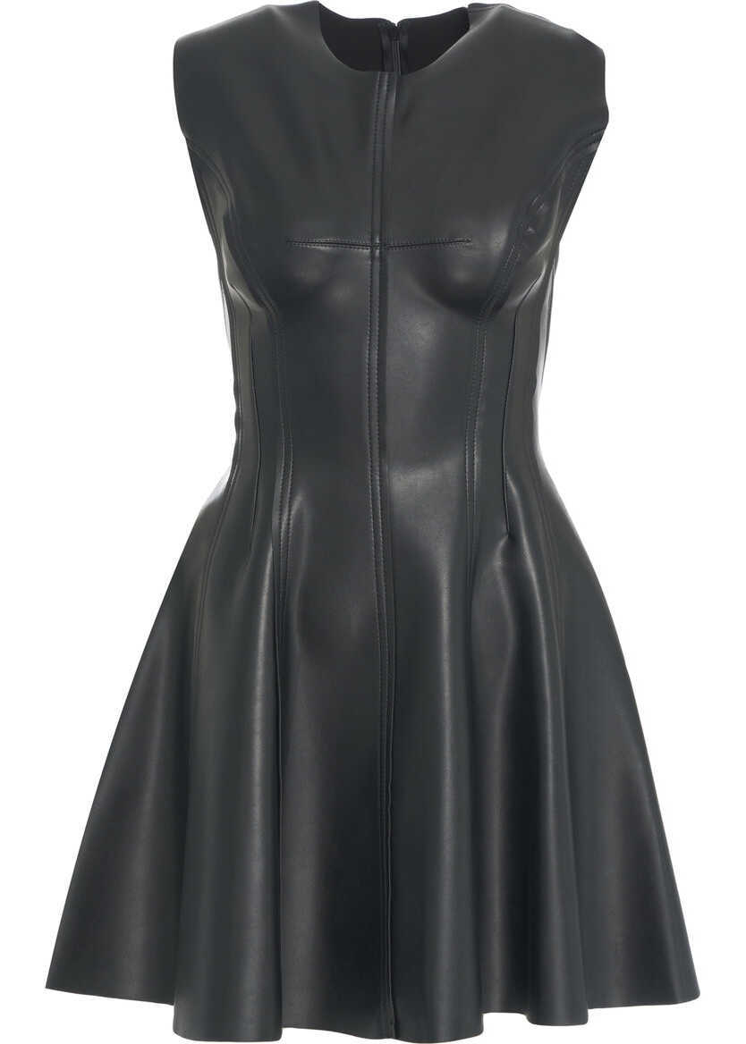 Rochii scurte NORMA KAMALI Faux leather mini dress Black Femei (BM 19376234) 2