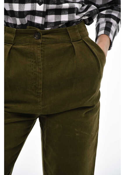 Pantaloni casual Woolrich Cotton Twill Double Pleatedcargo Pants Military Green Femei (BM 19376369) 3