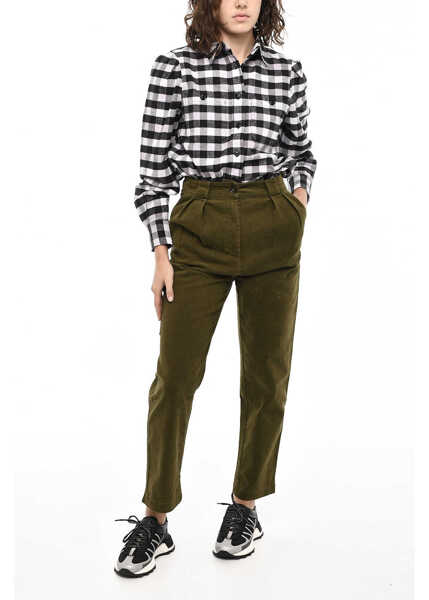 Pantaloni casual Woolrich Cotton Twill Double Pleatedcargo Pants Military Green Femei (BM 19376369) 4