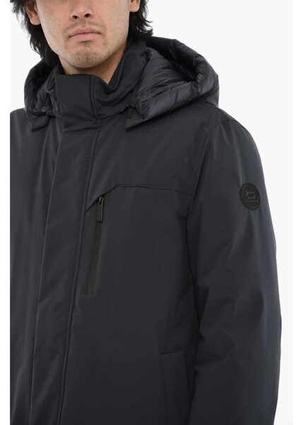 Geci de iarna Woolrich Solid Color Mountain Down Jacket With Removable Hood Blue Barbati (BM 19376381) 3