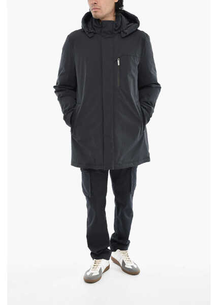 Geci de iarna Woolrich Solid Color Mountain Down Jacket With Removable Hood Blue Barbati (BM 19376381) 4