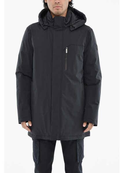 Geci de iarna Woolrich Solid Color Mountain Down Jacket With Removable Hood Blue Barbati (BM 19376381) 1