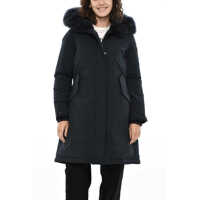 Geci de iarna Solid Color Keystone Down Jacket With Fur On Hood Femei