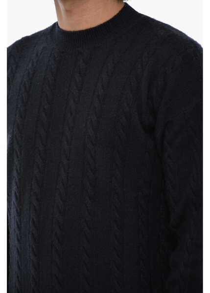 Pulovere Woolrich Virgin Wool Aran Motif Crew-Neck Sweater Blue Barbati (BM 19376405) 3