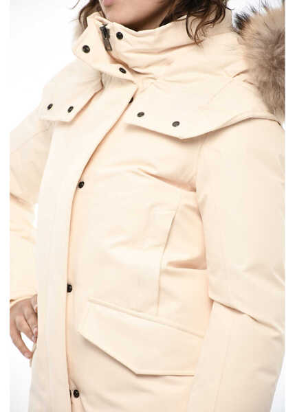 Geci de iarna Woolrich Solid Color Adirondack Down Jacket With Removable Hood White Femei (BM 19376414) 3