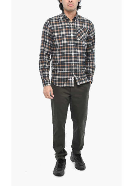 Camasi casual Woolrich Buffalo Check Button Down Shirt With Breast Pocket Brown Barbati (BM 19376423) 4